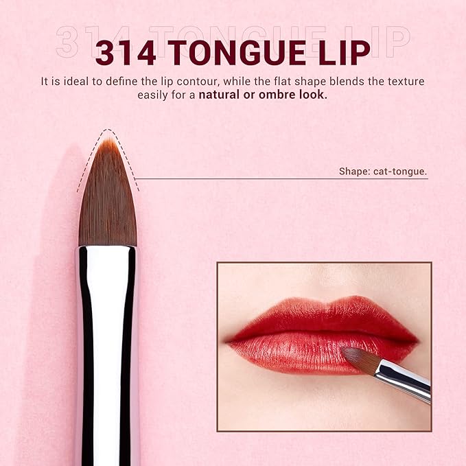 Jessup Lip Brush Set, Professional Lip Makeup Brushes for Lipstick Streak-Free Contour Define and Accentuate, Premium Synthetic Hair, 5pcs T325