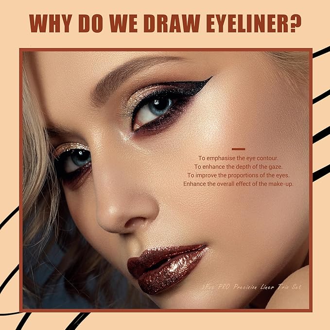 Jessup Eyeliner Brush Set, 3pcs Pro Precision Eyeliner Brushes Fine Point Angled Thin Gel Liquid Flat Winged Eye Liner Brush, Black T346