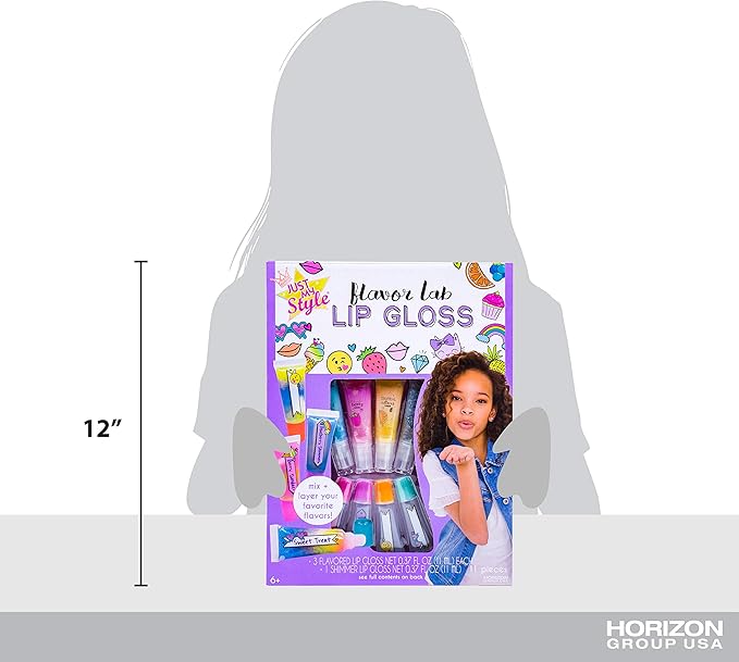 Just My Style Flavor Lab Lip Gloss by Horizon Group USA, DIY 4 Custom Lip Glosses By Mixing Colorful Flavors & Lip Shimmer. Flavors, Shimmer, Lip Gloss Tubes Mixing Stick & Instructions Included