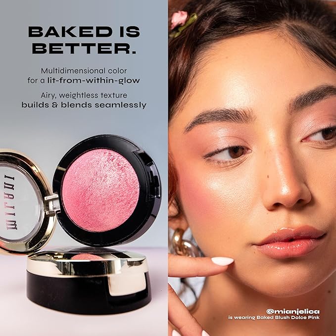 Milani Baked Blush, Powder Blush for Cheeks, Cruelty Free Makeup - Shape, Contour & Highlight Face for a Shimmery or Matte Finish -Rose D'oro