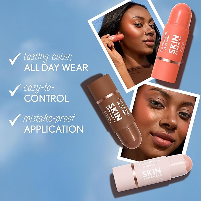 CoverGirl Trublend Skin Enhancer Contour Stick Balm, 140 Carved, Vegan Formula, Easy to Use, Glides on Effortlessly, Non-Greasy, Doesn't Crease, 0.21oz