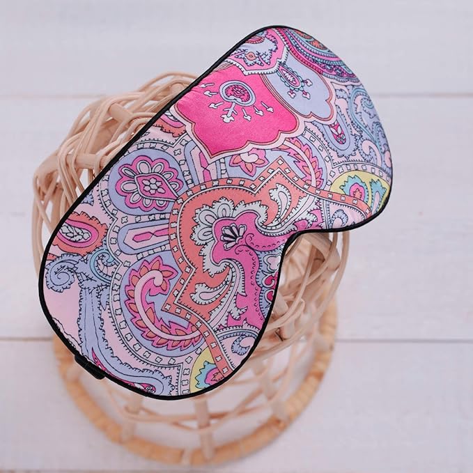 100% Pure Silk Eye Mask Sleep Eye Mask Eye Cover Eyeshade Sleeping Eye Mask Printed Colors (#12)
