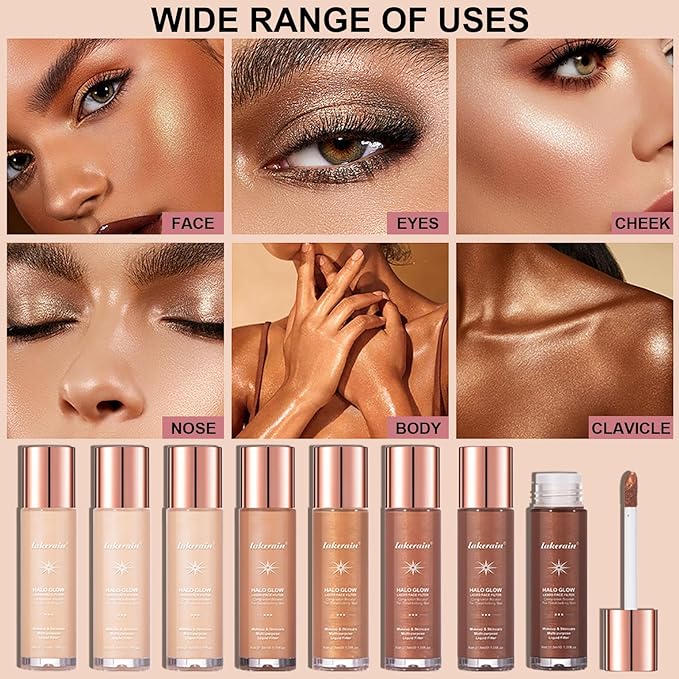 Natural Glow Liquid Filter Makeup, Longwear Face Luminizer, Complexion Booster For Any Part of the Body, Liquid Highlighter with Brush Kit, Infused Hyaluronic Acid, 1.06 fl oz (#01 FAIR)