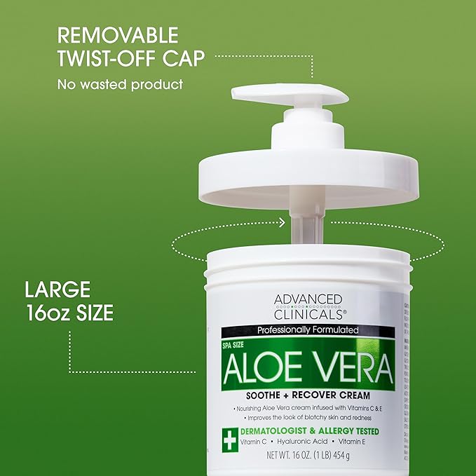 Advanced Clinicals Aloe Vera Lotion Skin Care Relief | Vitamin E Infused Hyaluronic Acid Moisturizer & Vitamin C Body Lotion For Women & Men Helps Improve Look Of Extremely Dry Skin, 16 Ounce, 2-Pack