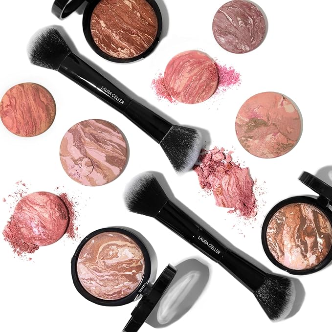 LAURA GELLER NEW YORK Dual-Ended Blush + Bronzer Brush - Blush Bronzer Contour Face Makeup Brush