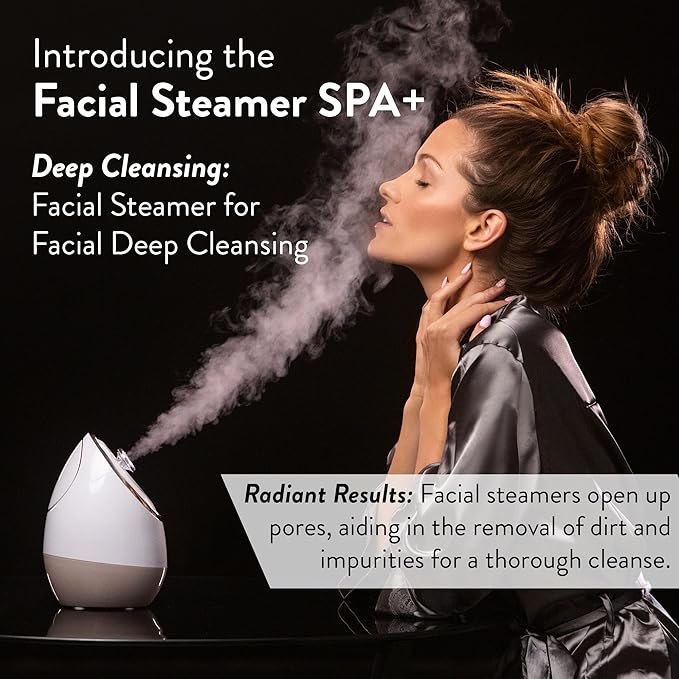 Facial Steamer SPA+ by Microderm GLO - Best Professional Nano Ionic Warm Mist, Home Face Sauna, Portable Humidifier Machine, Deep Clean & Tighten Skin, Daily Hydration for Maximum Serum Absorption