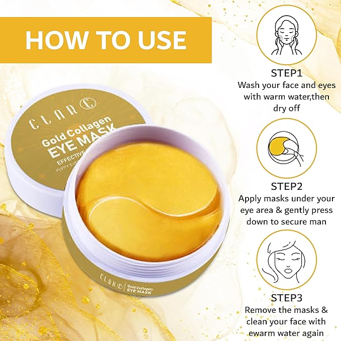 32 Pairs 24K Gold Under Eye Patches - Dark Circle & Puffy Eye Treatment - Anti-Aging Hydrogel for Wrinkle Reduction & Skin Rejuvenation - Reduces Wrinkles & Freshens Skin