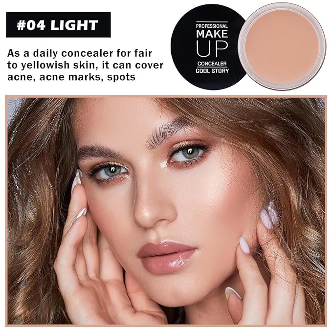 7 Color Solid Concealer Full Coverage Correcting Cream Concealer Waterproof Long-lasting Under Eye Concealer for Dark Circles Color Corrector Pro Concealer (Color 04)