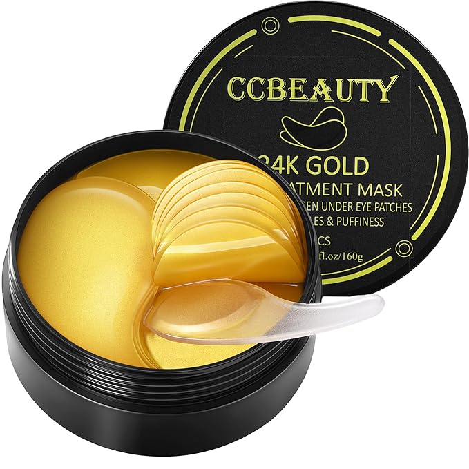 CCbeauty 24K Gold Under Eye Patches for Puffy Eyes, Dark Circles and Puffiness, Collagen Hydrating Mask Skincare, Gel Pads for Eye Bags and Wrinkles Under Eye Treatment,30pairs