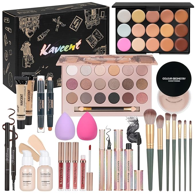 Makeup Kit Makeup Sets for Teens Makeup kits for Women Teenagers Make up Eyeshadow Palette Foundation Concealer Lipgloss Loose Powder Makeup Kit for Women Full Kit