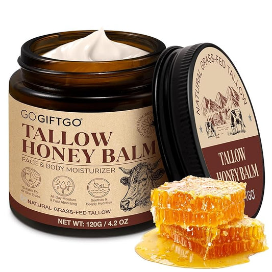 Beef Tallow for Skin,Tallow and Honey Balm,Beef Tallow for Face,Tallow Face Moisturizer,Natural Moisturizer Hydrates,Deeply Nourishes the Skin, Enhances Natural Radiance (1pcs)