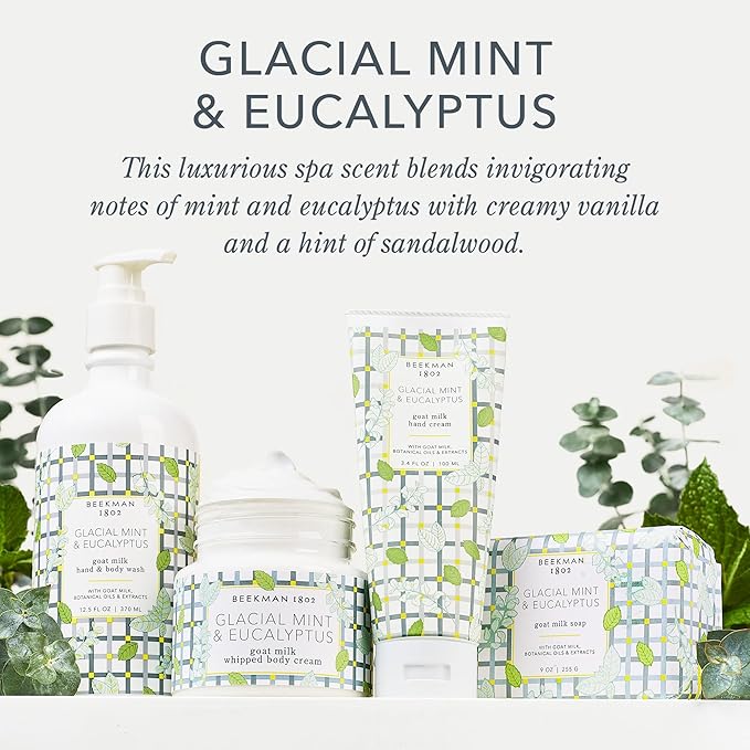 Beekman 1802 Glacial Mint & Eucalyptus Goat Milk Body Lotion - Scented - 12.5 oz - Hydrating & Deeply Moisturizing - With Shea Butter & Jojoba Seed Oil - Good for Sensitive Skin - Cruelty Free