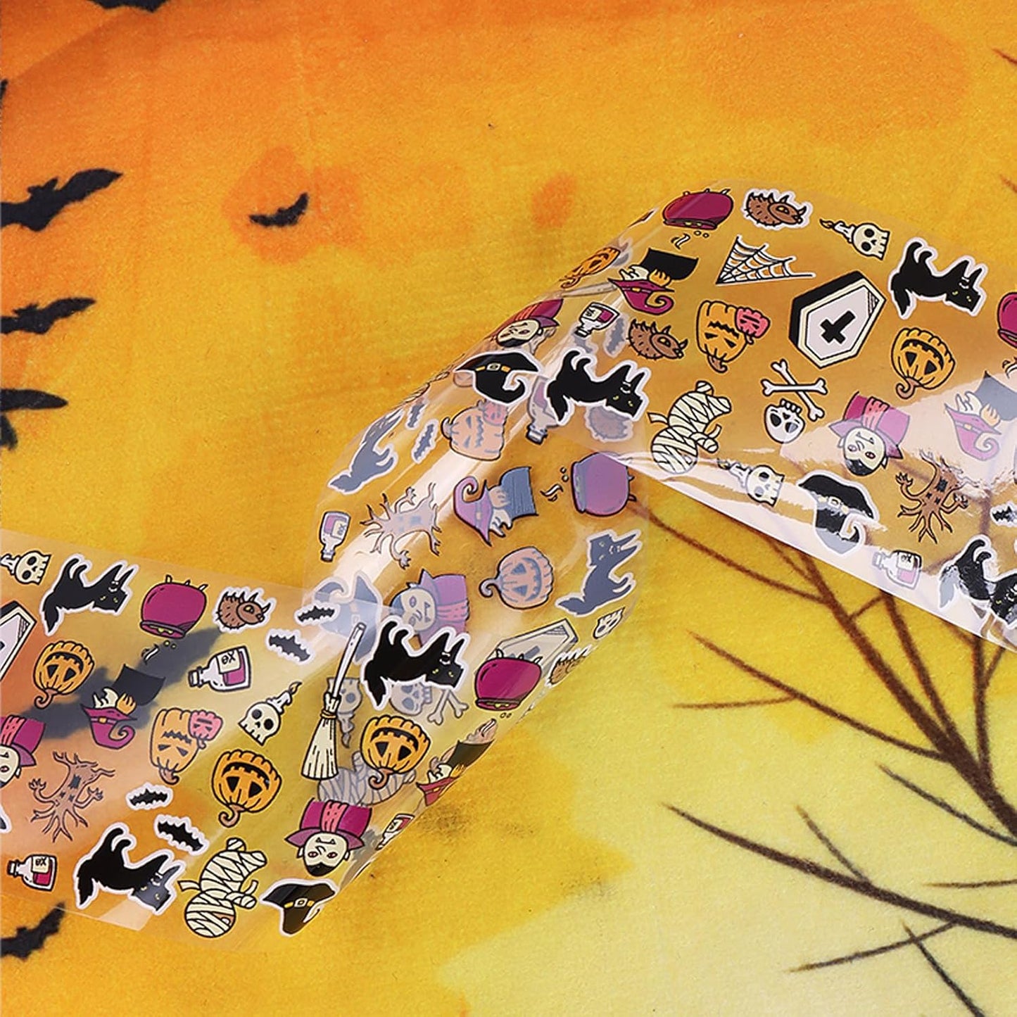 Halloween Nail Art Stickers Decals Pumpkin Ghost Skull Design Nail Accessories for Women and Girls Nail Decorations 10 Sheets Stickers for Halloween Party Decor