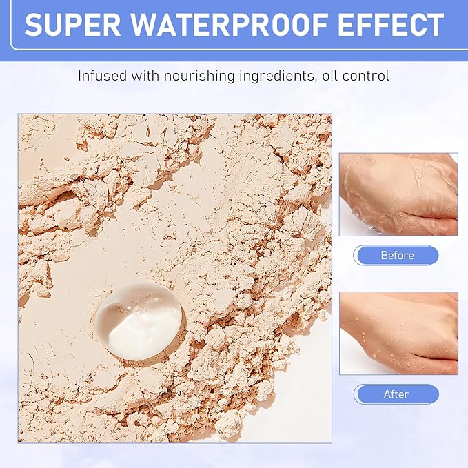 Maycheer Face Powder, Maycheer Setting Powder, Maycheer Lasting Waterproof Oil Absorbing Pressed Powder Compact, Lightweight Finishing Pressed Powder Compact (Dark Complexion, 03)