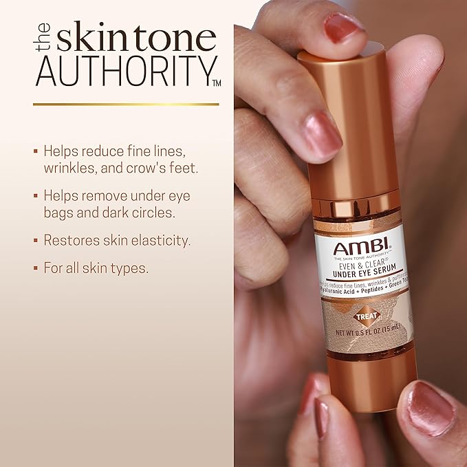 Ambi Even & Clear Under Eye Serum Anti Aging Formula with Peptides and Hyaluronic Acid to Reduce Fine Lines and Wrinkles, with Cocoa Butter Cleansing Bar