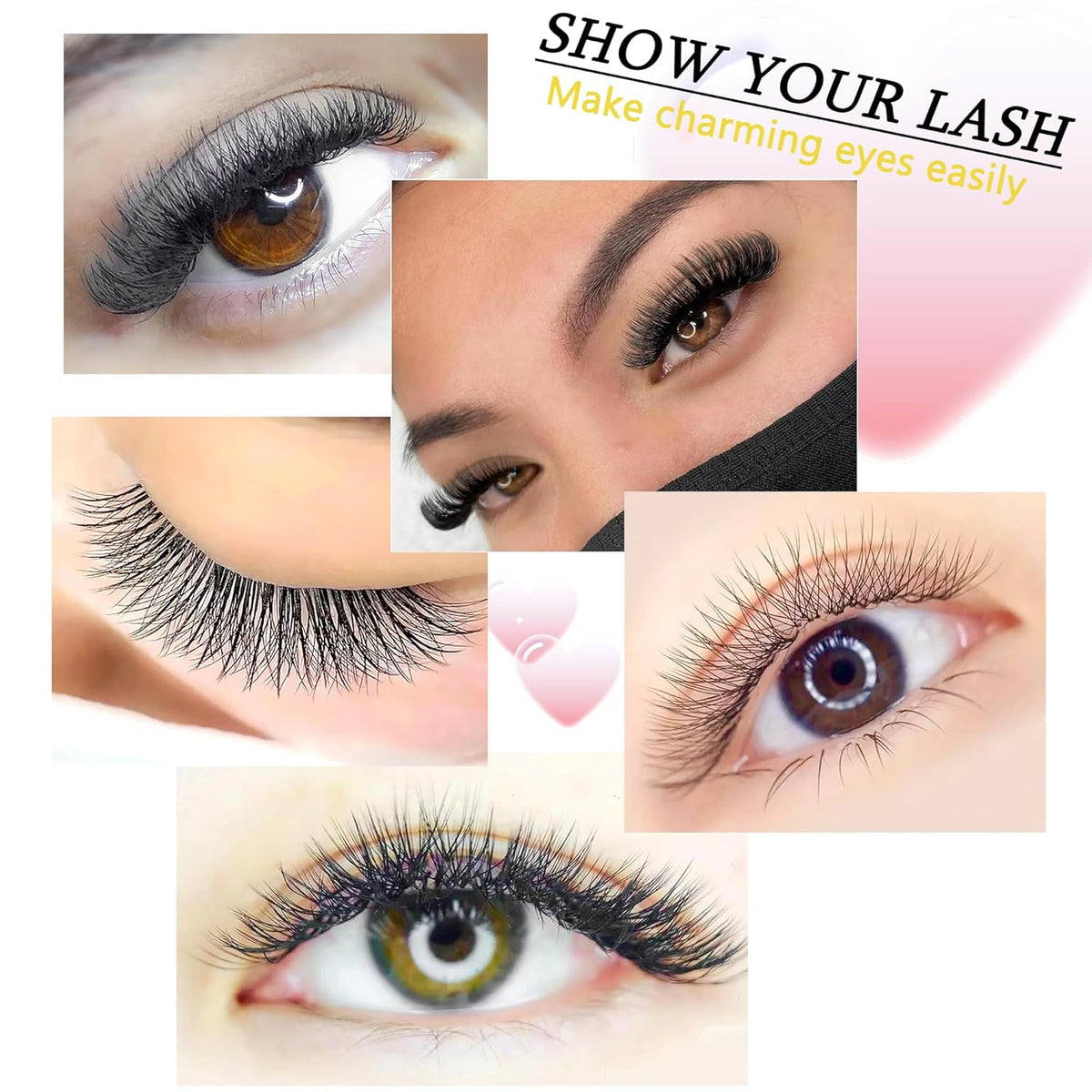 W Lash Extensions 5D Eyelash Extensions W Shape 0.07mm Thickness L Curl 14mm Premade Fans W Lashes Individual Lashes Matte Black 12 Rows False Eyelashes Volume Lashes(W-5D-0.07-L,14mm)