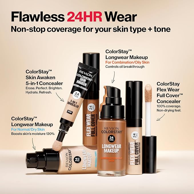 Revlon Liquid Foundation, ColorStay Face Makeup for Combination & Oily Skin, SPF 15, Longwear Medium-Full Coverage with Matte Finish, Nude (200), 1.0 Oz