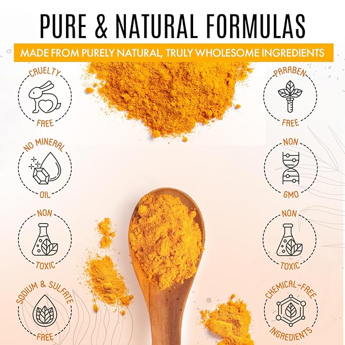 Turmeric Skincare Set - Turmeric Skin Care Products Brightening & Acne - Turmeric Skin Care Kit, Turmeric Skin Care Set - Turmeric Cleanser, Body Scrub, Face Cream & Facial Serum