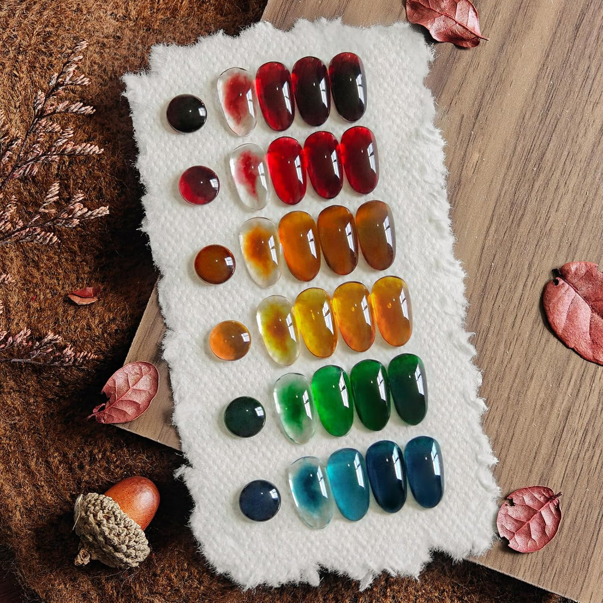 Born Pretty Jelly Gel Nail Polish Fall Winter Amber Crystal Transparent Sheer Clear Gel Polish Red Coral Burnt Orange Green Blue Amber Brown 6 Colors Manicure Kit