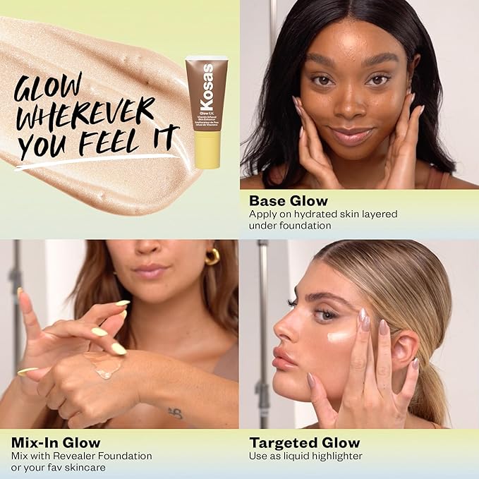 Kosas Glow I.V. Vitamin-Infused Skin Enhancer Face Makeup - Tinted Beauty Highlighter for a Healthy Glow - Radiate