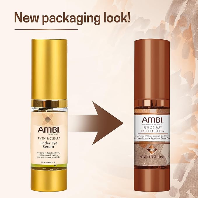 Ambi Even & Clear Under Eye Serum for All Skin Types Anti Aging Formula Features Peptides, Hyaluronic Acid, and Vitamin A to Help Reduce Fine Lines, Wrinkles, and Dark Circles , 0.5 Ounce