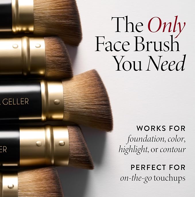 LAURA GELLER NEW YORK Retractable Black Kabuki Brush for Liquid, Cream and Powder Face Makeup With Aluminum Handle
