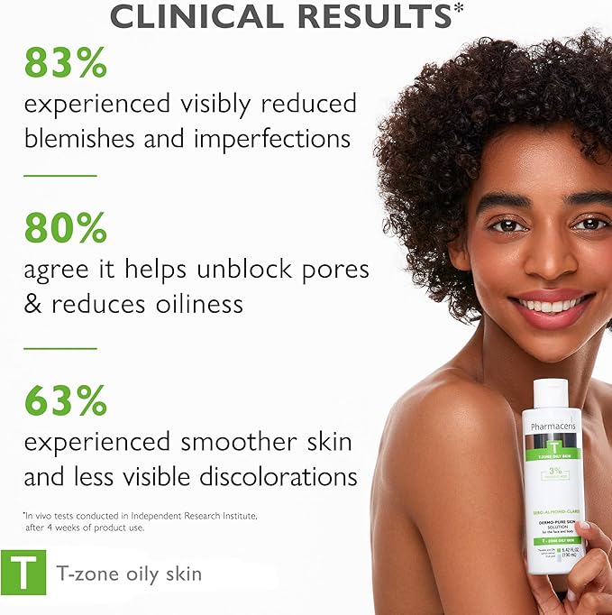 Face & Body Breakout Solution - 3% Mandelic Acid Helps Clarify Blemish & Acne Prone Skin, Face, Back & Chest Pimples Exfoliating & Clearing Treatment, SEBO-ALMOND-CLARIS, 6.42 fl oz