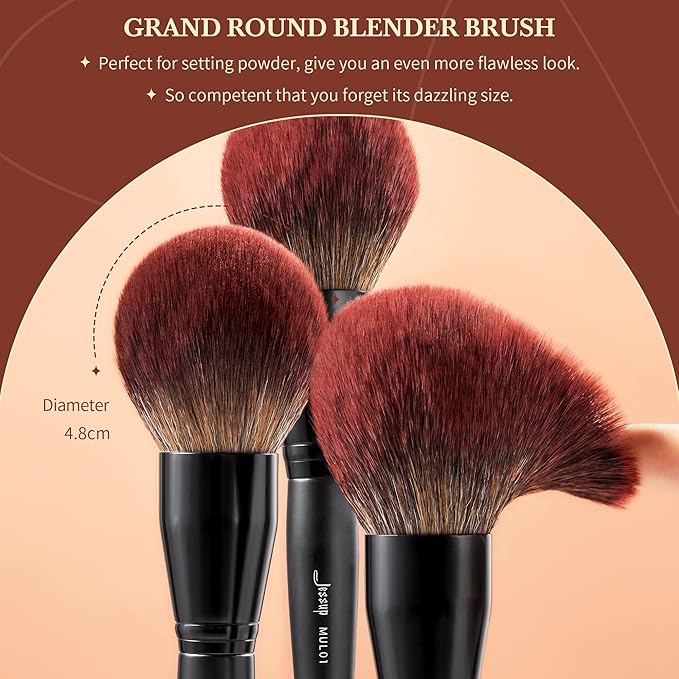 Jessup Large Face Makeup Brushes 3pcs, Premium Synthetic Powder Contour Highlighter Brush, Phantom Black T274