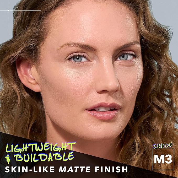 COVER FX Power Play Foundation - Shade M3 - Buildable Full Coverage - Waterproof Sweat-Proof Transfer-Proof - Natural Matte Finish - All Skin Types