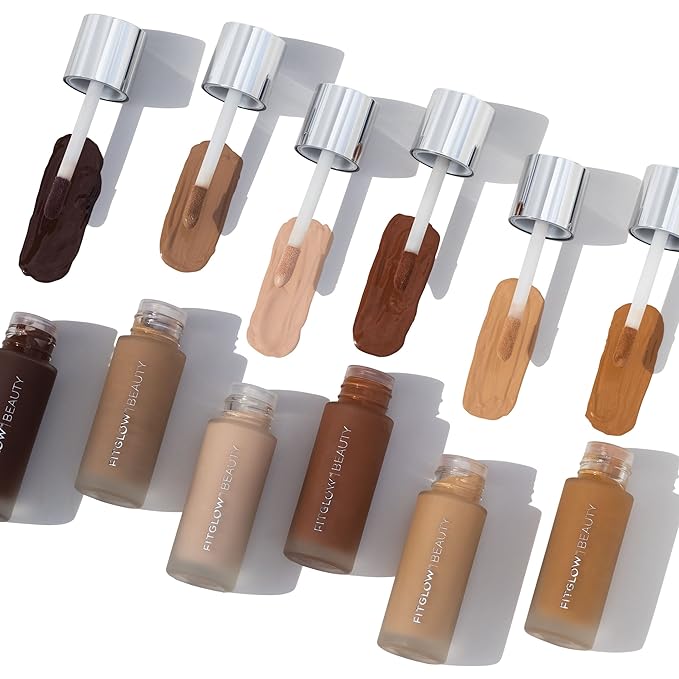 Fitglow Beauty - Natural Foundation+ Photo-Filtering Foundation | Vegan, Woman-Owned Clean Beauty (F3 - Light Medium Cool, Peach Undertones)