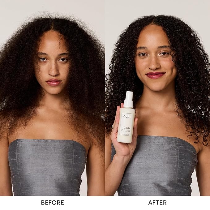 OUAI Leave In Conditioner & Heat Protectant Spray - Prime Hair for Style, Smooth Flyaways, Add Shine and Use as Detangling Spray - No Parabens, Sulfates or Phthalates (4.7 oz)