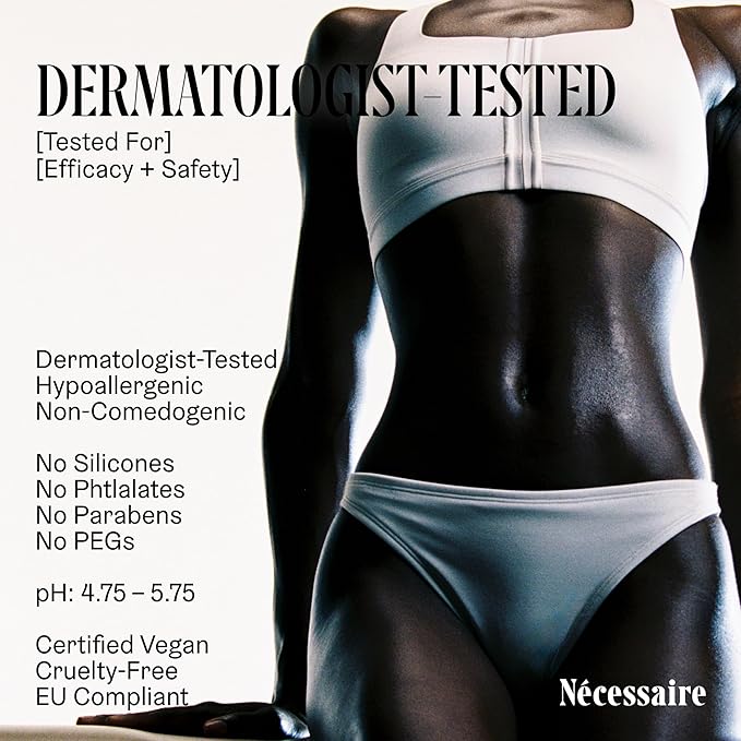 Nécessaire The Body Lotion with Pump. Olibanum. Multi-Peptide Firming to Moisturize + Strengthen. 2.5% Niacinamide, Vitamin C/E + Omega 6/9. Notes of Vanilla, Fig Leaf, & Cassis Buds. 450ml/15.2 fl oz