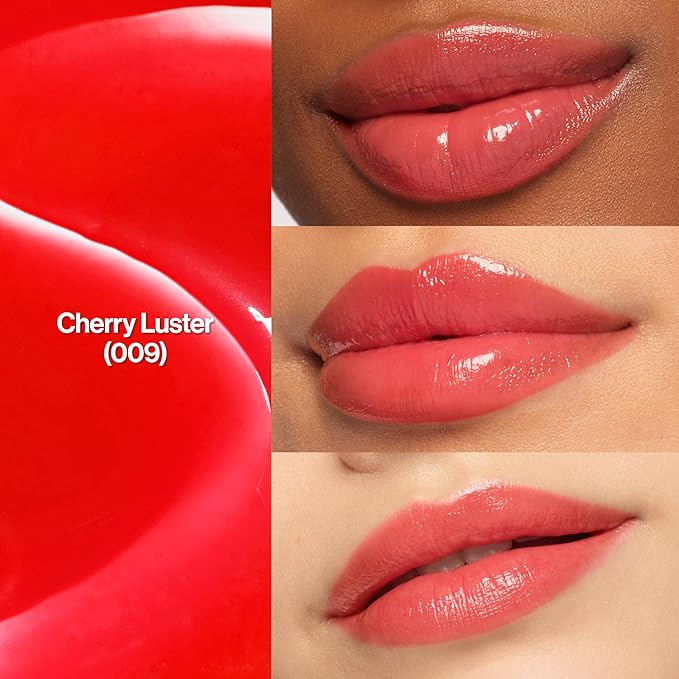 REVLON Super Lustrous Glass Shine Balm, Hydrating Tinted Lipstick, Sheer, Glossy Shiny Finish, 009 Cherry Luster, 0.11 oz