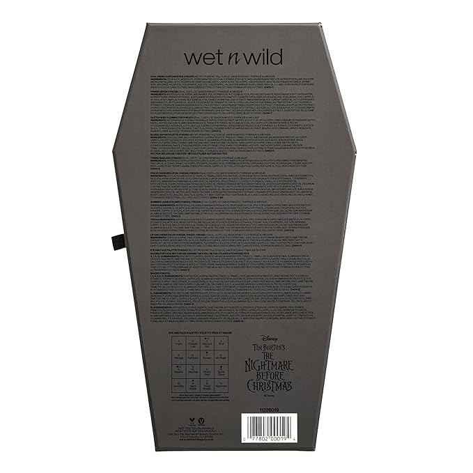 wet n wild Disney Nightmare Before Christmas Limited Edition PR Box - Coffin-Shaped Collector's Set with Eye, Face & Body Makeup, Color-Changing Lip Oils, Tubing Mascara & More - Cruelty-Free