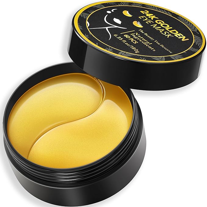 CCbeauty 24K Gold Under Eye Patches for Puffy Eyes, Dark Circles and Puffiness, Collagen Hydrating Mask Skincare, Gel Pads for Eye Bags and Wrinkles Under Eye Treatment,30pairs