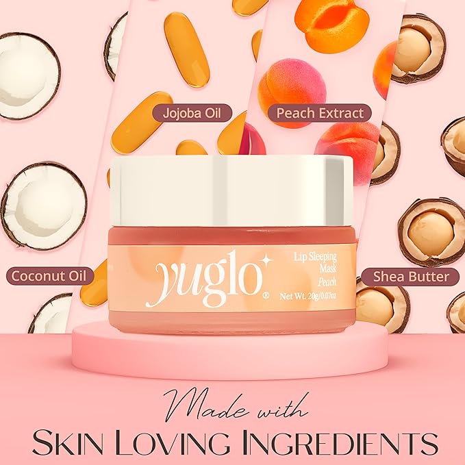 Moisture & Collagen Booster Lip Sleeping Mask - Treatment to Restore, Hydrate & Plump Dry Chapped Lips - Peach