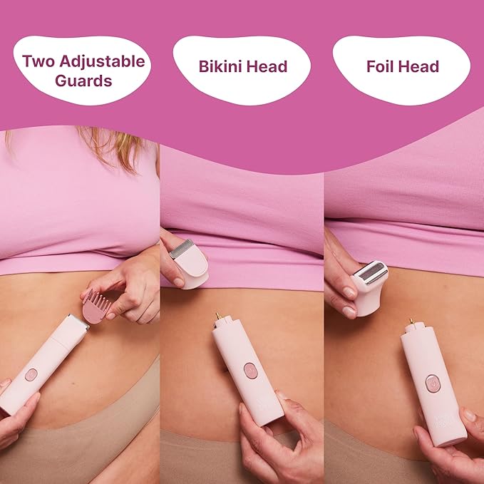 Smoothie Bikini Trimmer - Electric Razor for Women, Waterproof Hair Groomer with Adjustable Guards, Personal Shaver for Pubic Hair, Ladies Intimate Shaver and Body Trimmer (Guava)