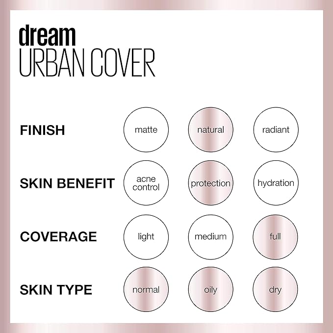 Maybelline Dream Urban Cover Flawless Coverage Foundation Makeup, SPF 50, Almond
