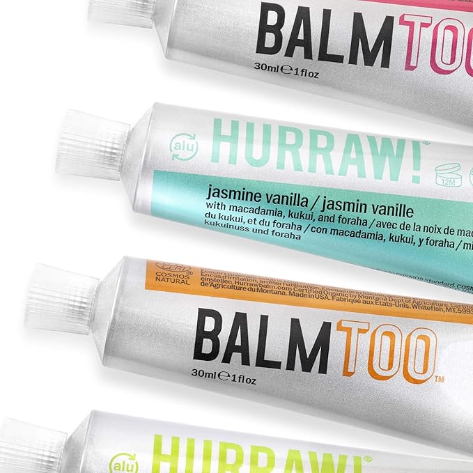 Hurraw! Balmtoo Squeezable Balm, Sandalwood Fir: Thick, ultra-moisturizing. Anywhere application. Body, face, lips, neck, fingers, toes. 1 tube = 7 sticks of lip balm. Natural, Organic. Made in USA