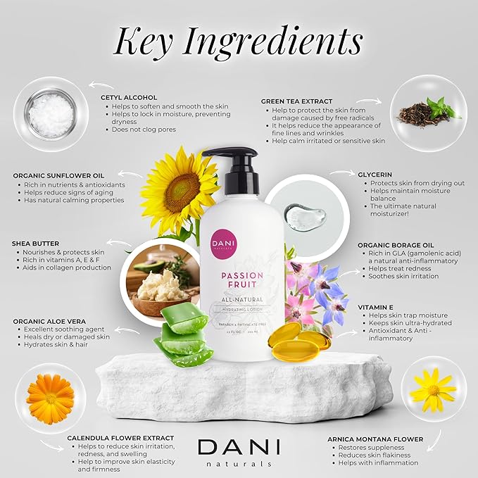 Naturals Hand & Body Lotion - Juicy Passion Fruit Scented, Deep Hydration for Dry & Dull Skin with Shea Butter, Aloe Vera & Vitamin E, Vegan, Paraben-Free, 12 Oz