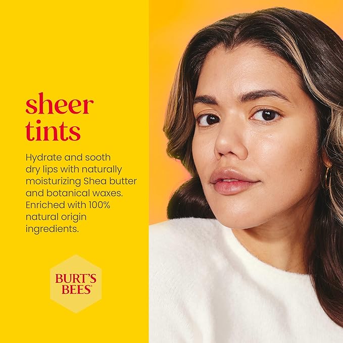 Burt's Bees Lip Tint Balm with Long Lasting 2 in 1 Duo Tinted Balm Formula, Color Infused with Deeply Hydrating Shea Butter for a Natural Looking Buildable Finish, Raspberry Zinnia (2-Pack)