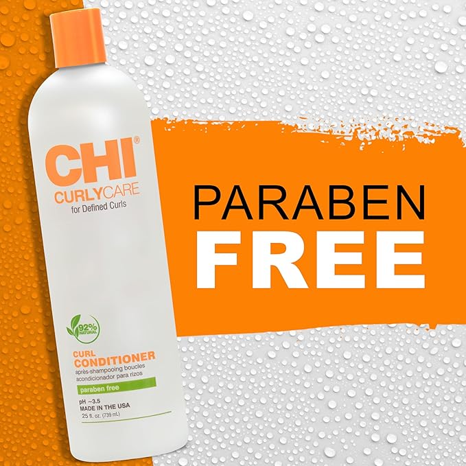 CHI CurlyCare Curl Conditioner, Hydrates Curls, Reduces Frizz & Increases Elasticity & Strength, Sulfate, Paraben, & Cruelty-Free, 25 Oz