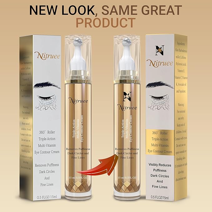 Under Eye Cream with Caffeine, Hyaluronic Acid, and Vitamins E, C, K - Advanced Dark Circle and Puffiness Treatment, Reduces Fine Lines