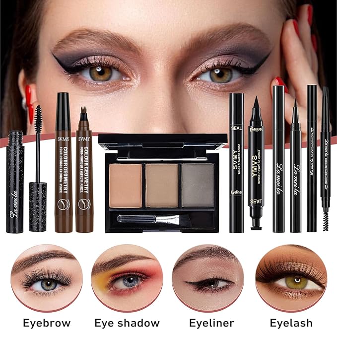 All In One Makeup Kit, Travel Makeup Kit, Makeup Gift Set, Makeup Kit for Women Full Kit, Makeup Bundle Includes Foundation Eyeshadow Palette Lipstick Eyeliner Mascara Contour Stick Cosmetic Brush Set