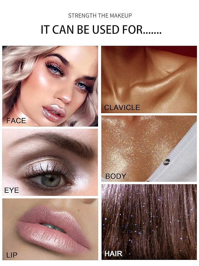Glitter Powder Highlighter Makeup, Body Brightens the Natural Three-Dimensional Face Blusher Fairy Highlight Patting Powder. (01#White Moonbeam)
