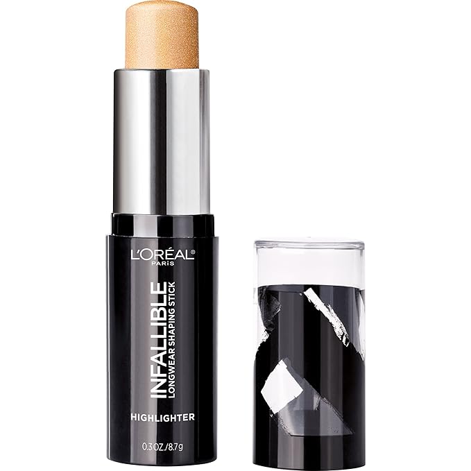 L’Oréal Paris Makeup Infallible Longwear Highlighter Shaping Stick, Up to 24hr Wear, Buildable Cream Highlighter Stick, 41 Gold is Cold, 0.3 oz.