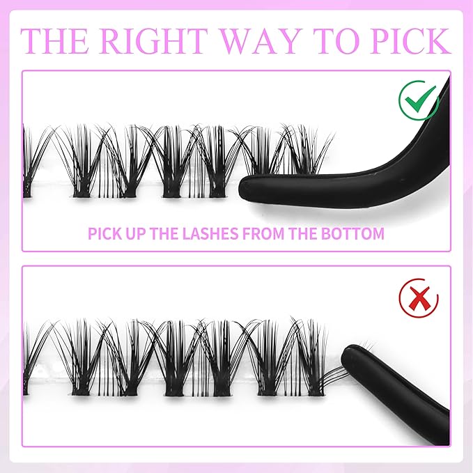 VEYESBEAUTY Lash Clusters Eyelash Extensions Thin & Invisible Band DIY Individual False Eyelashes Newbie's Five-Second Series Wispy Lash Tray for Self-application, Whisper Lashes 8-16mm Mixed Length