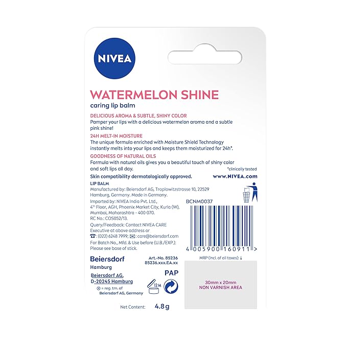 Nivea Fruity Shine Watermelon Lip Balm, 4.8gm