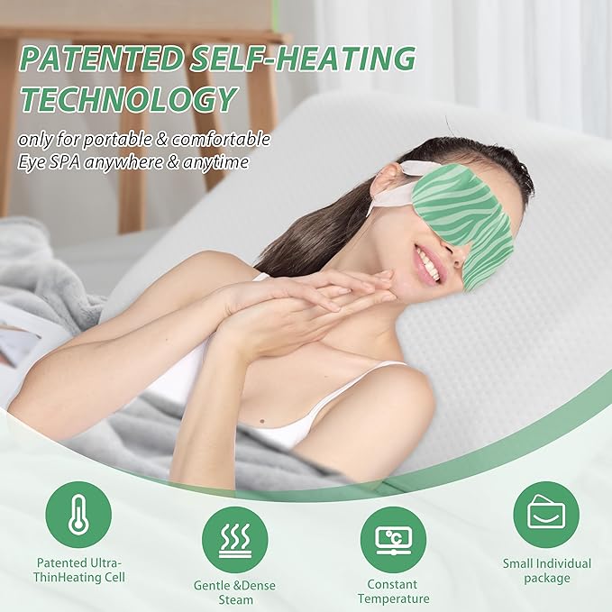 45 Packs Steam Eye Mask Self Heating Moist Eye Compress Disposable SPA Warm Eye Mask for Dry Eyes, Eye Fatigue, Stress Relief, Soothing Headache Travel Trouble Sleeping (Unscented)