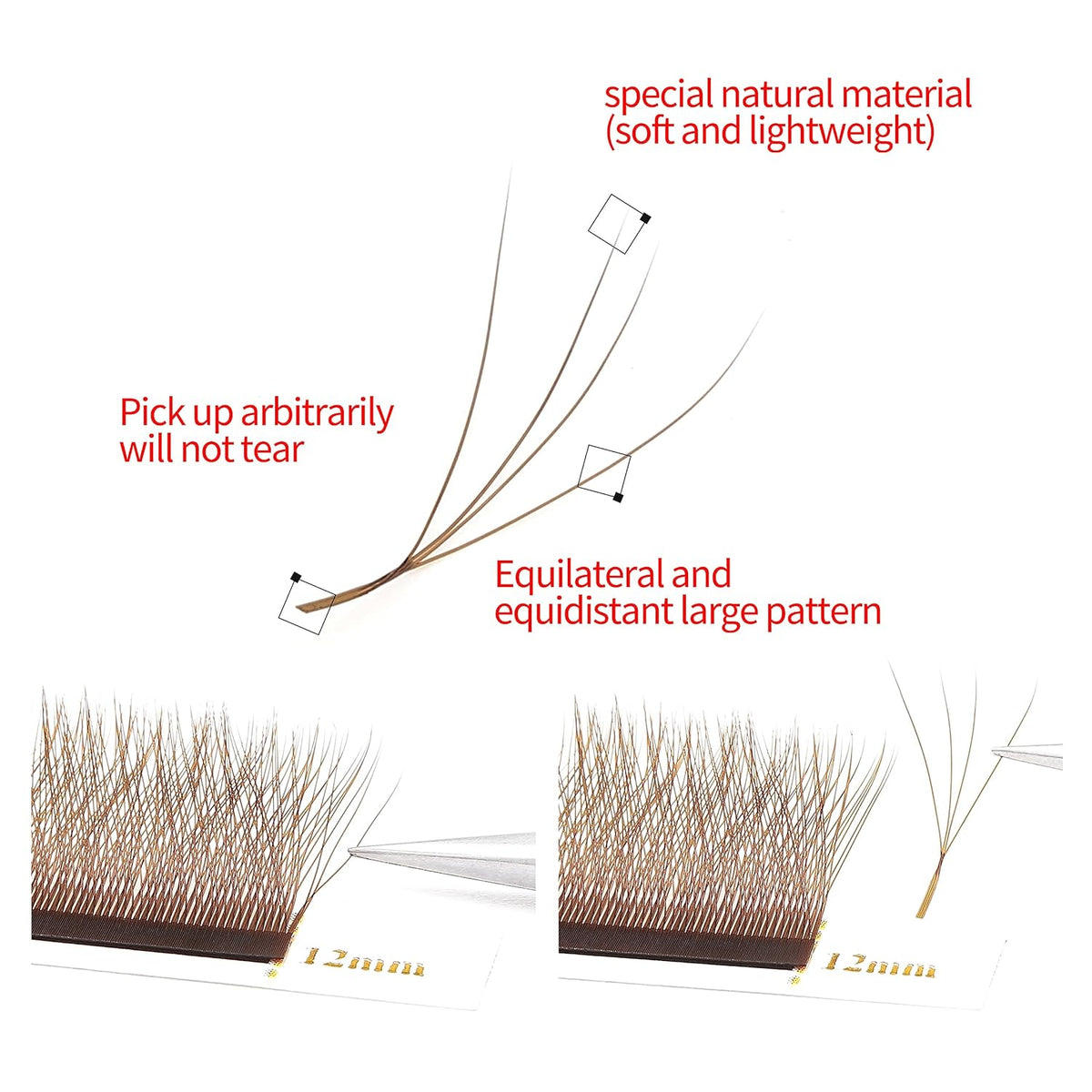 Lash Extensions Brown 4D W Eyelash Extensions W Shape 0.07mm Thickness D Curl 15mm Premade Fans Lashes Colored Lash Extension Volume Lashes Individual Lashes(W-Brown-4D-0.07-D,15mm)